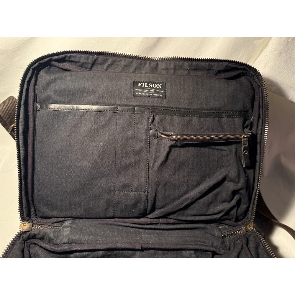Filson Dawson W & C Leather Briefcase Black #20116429 1st Quality Original Strap
